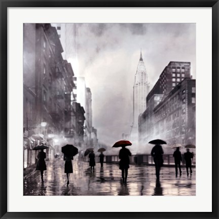 Framed New York Red Umbrella Print