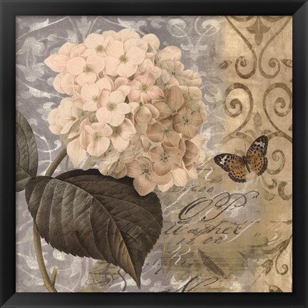 Framed Flowers Butterfly I Print