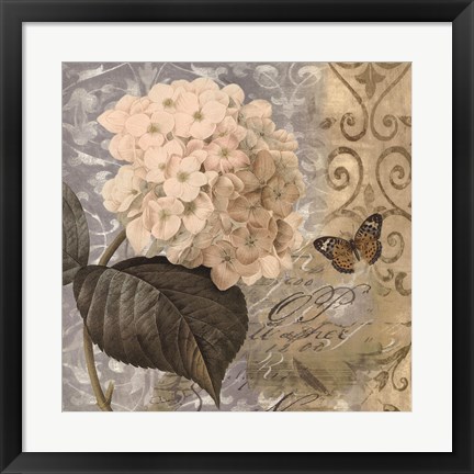 Framed Flowers Butterfly I Print