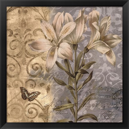 Framed Flowers Butterfly II Print