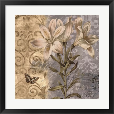 Framed Flowers Butterfly II Print