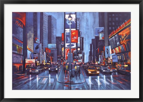 Framed Times Square Blue Print