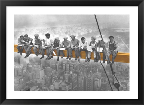 Framed Lunch Atop A Skyscraper. Print