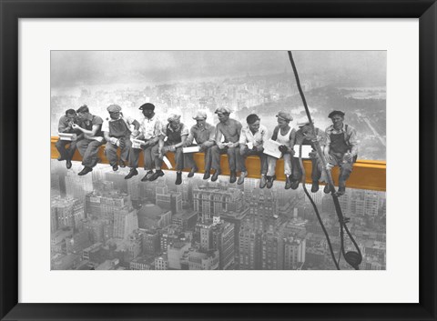 Framed Lunch Atop A Skyscraper. Print