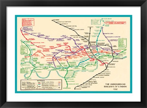 Framed Vintage Transport Map Print