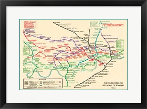 Framed Vintage Transport Map Print