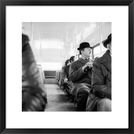 Framed City Gent On The Top Deck Of A Bus Print