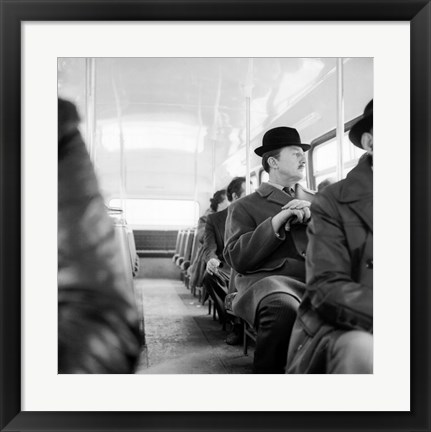 Framed City Gent On The Top Deck Of A Bus Print