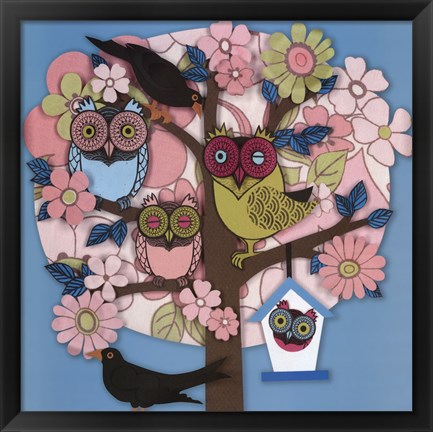 Framed Summer Owl Tree Print