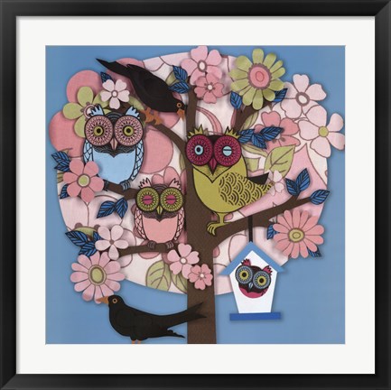 Framed Summer Owl Tree Print