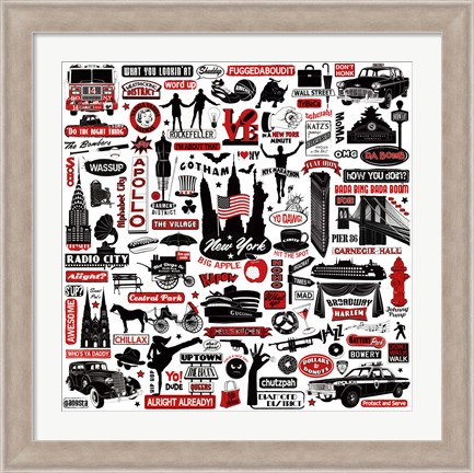 Framed New York In A Nutshell Print