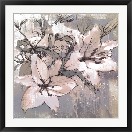 Framed Painted Lilies II Print