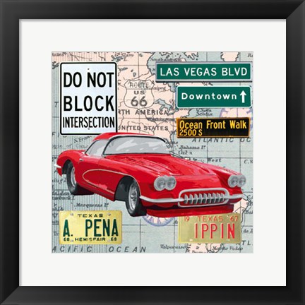 Framed Cruising USA I Print