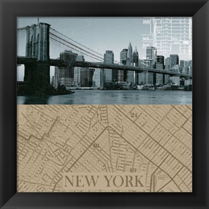 Framed NYC Map I Print