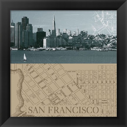 Framed San Francisco Map I Print