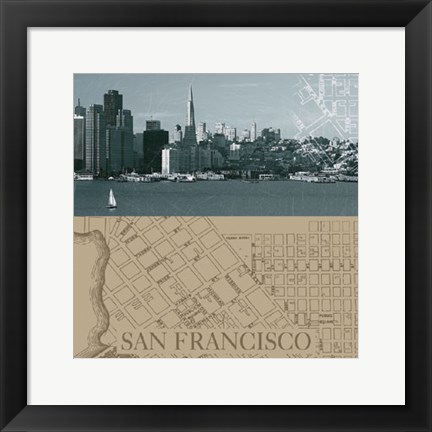 Framed San Francisco Map I Print