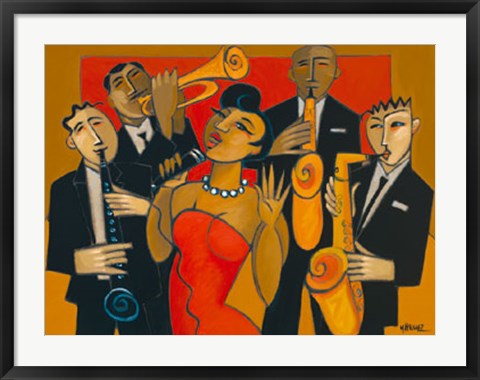 Framed Diva and her Horn Section Print