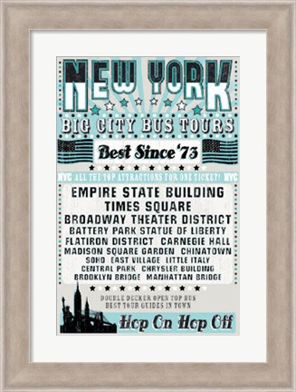 Framed New York Tours &#39;73 Print