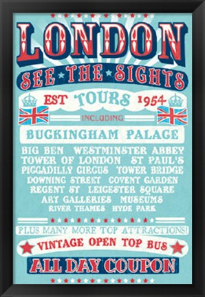 Framed London Tours &#39;54 Print