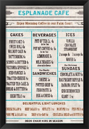 Framed Vintage Cafe Menu Print