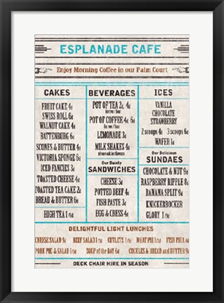 Framed Vintage Cafe Menu Print