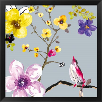 Framed Blossom Birds I Print