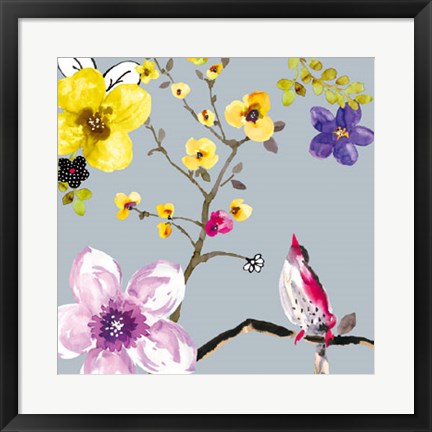 Framed Blossom Birds I Print