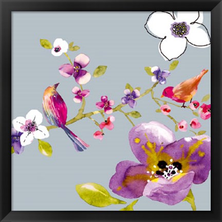 Framed Blossom Birds II Print