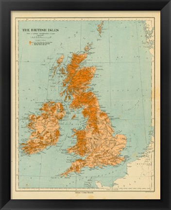 Framed Map of the British Isles Print