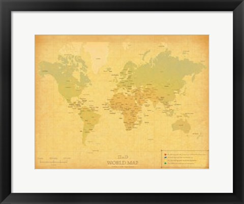 Framed Retro Travel Map Print