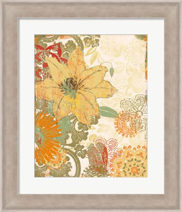 Framed Folk Flower I Print