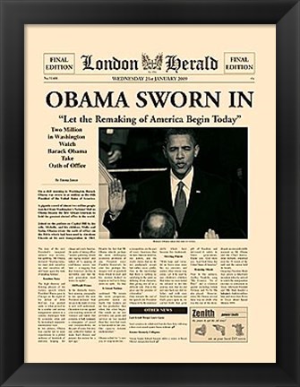 Framed Obama Sworn In Print