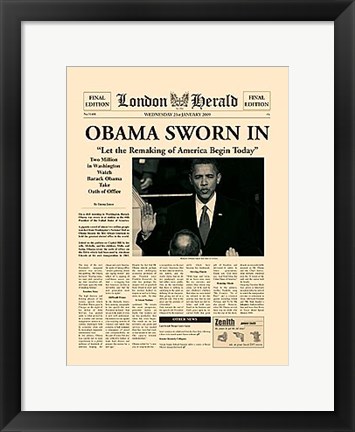 Framed Obama Sworn In Print