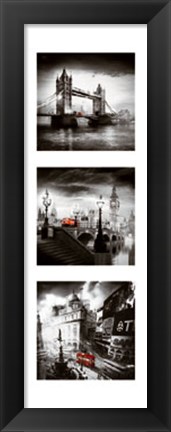 Framed London Bus Triptych I Print