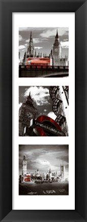 Framed London Bus Triptych II Print