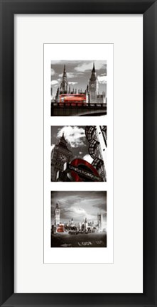 Framed London Bus Triptych II Print