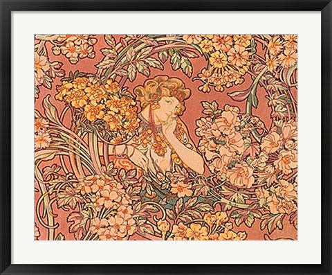 Framed Redhead Among Flowers Print