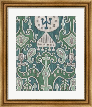 Framed Emerald Ikat I Print