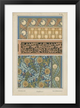 Framed Nouveau Floral Design II Print