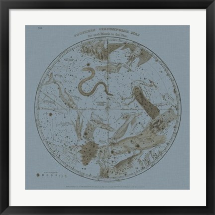 Framed Southern Circumpolar Map Print