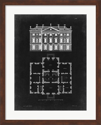 Framed Graphic Building &amp; Plan I Print