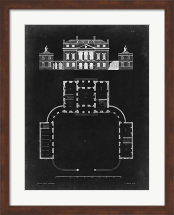 Framed Graphic Building &amp; Plan II Print