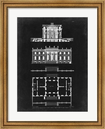 Framed Graphic Building &amp; Plan IV Print