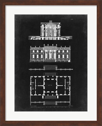 Framed Graphic Building &amp; Plan IV Print
