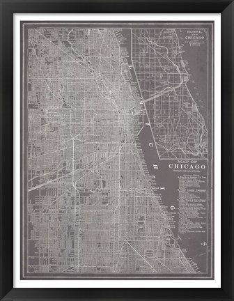 Framed City Map of Chicago Print