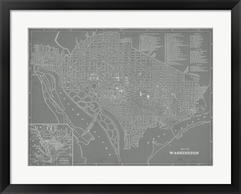 Framed City Map of Washington, D.C. Print