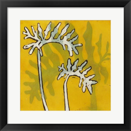 Framed Gold Batik Botanical V Print