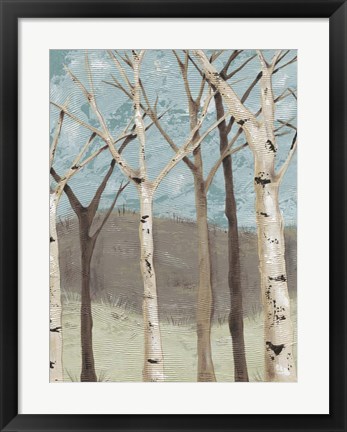 Framed Blue Birches I Print