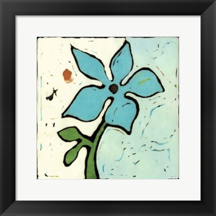 Framed Teal Batik Botanical VI Print