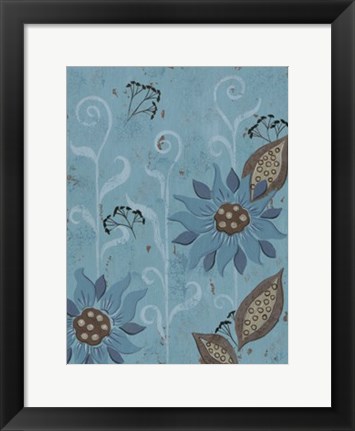 Framed Whimsical Blue Floral II Print